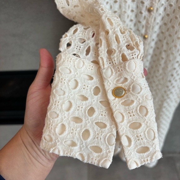 ZARA CREAM EMBROIDERED CUTWORK MIDI DRESS, SIZE M - Picture 12 of 16